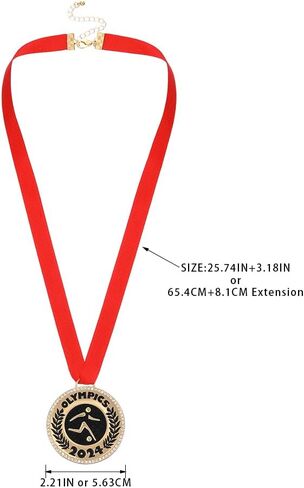 Madison Tyler Winner Award Medals Necklace for Kids and Adults|Medals with Red Neck Ribbon|Olympic Medals Necklace for Women Girls Kids in Kuwait