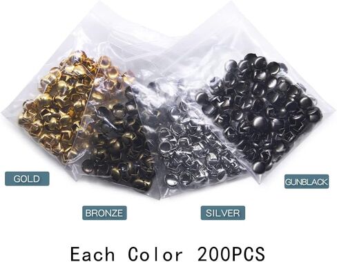 4 Color Mixed Round Dome Studs Assorted Kit Leathercraft Rivet Metal Punk Spikes Spots for Punk Rock Leather Craft Clothes Belt Bag Shoes Jewelry Decorations (0.32in/8mm) in Saudi Arabia