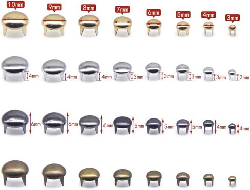 4 Color Mixed Round Dome Studs Assorted Kit Leathercraft Rivet Metal Punk Spikes Spots for Punk Rock Leather Craft Clothes Belt Bag Shoes Jewelry Decorations (0.32in/8mm) in Saudi Arabia