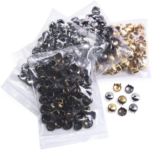 4 Color Mixed Round Dome Studs Assorted Kit Leathercraft Rivet Metal Punk Spikes Spots for Punk Rock Leather Craft Clothes Belt Bag Shoes Jewelry Decorations (0.32in/8mm) in Saudi Arabia