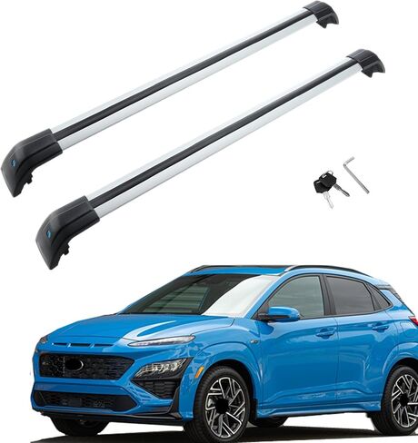 MotorFansClub Cross Bars Fit for Hyundai KONA 2018 2019 2020 2021 2022 Lockable Baggage Luggage Racks Roof Racks Rail Cross Bars (2 PCS) in Saudi Arabia