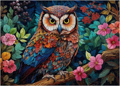 Owl Puzzles for Adults 1000 Pieces, Colorful Bird Puzzle Garden, Animal Flower Jigsaw Puzzles Nature, Challenging Puzzles for Adults in Saudi Arabia