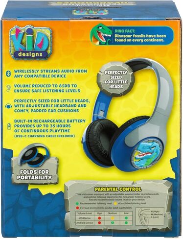 eKids Dinosaur Headphones for Kids, Volume Reduced Bluetooth Headphones for School, Home, or Travel in Saudi Arabia