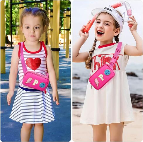حزمة فاني للفتيات حقيبة كروس، حقيبة حزام للأطفال من النايلون Preppy لهدايا شخصية لعيد الميلاد وعيد الميلاد والتخرج، حرف P وردي من الشانيل للنساء والفتيات المراهقات in Kuwait