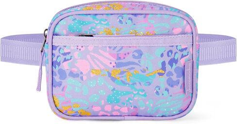 Choco Mocha Toddler Kids Fanny Pack for Girls, Kids Belt Bag for Little Girls with Adjustable Belt, Leopard Purple in Kuwait