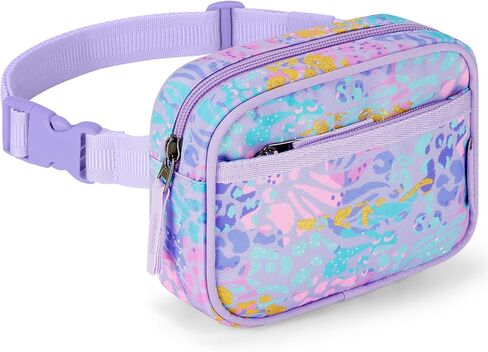 Choco Mocha Toddler Kids Fanny Pack for Girls, Kids Belt Bag for Little Girls with Adjustable Belt, Leopard Purple in Kuwait