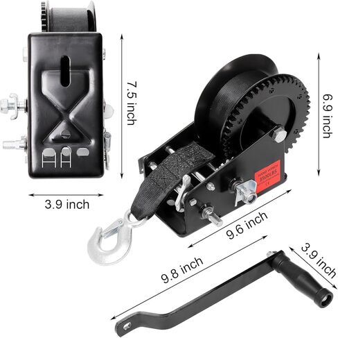ونش مقطورة قارب بيكيث، ونش يدوي عالي التحمل 3500 رطل مع حزام أسود بطول 33 قدمًا، وسقاطة ثنائية الاتجاه ونسبة تروس 4:1/8:1، ونش قارب فولاذي مقوى محمول باليد للمقطورات والشاحنات ومركبات RV وATV in Kuwait