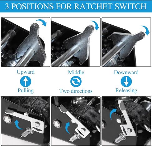 ونش مقطورة قارب بيكيث، ونش يدوي عالي التحمل 3500 رطل مع حزام أسود بطول 33 قدمًا، وسقاطة ثنائية الاتجاه ونسبة تروس 4:1/8:1، ونش قارب فولاذي مقوى محمول باليد للمقطورات والشاحنات ومركبات RV وATV in Kuwait