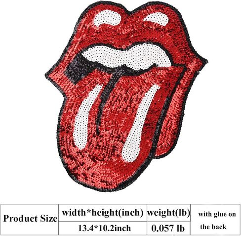 بقع الترتر الشفاه خياطة أو الحديد على كبير الكرتون الفم اللسان الشفاه الترتر بقع DIY يزين الحرفية متوافق هوديس تي شيرت الجينز جاكيتات in Kuwait