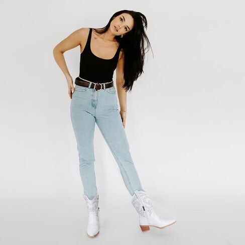 MeiLuSi راعية البقر أحذية رعاة البقر للنساء مطرزة أحذية رعاة البقر مرصعة الأحذية الغربية الجانب سستة حجم 10 in Kuwait