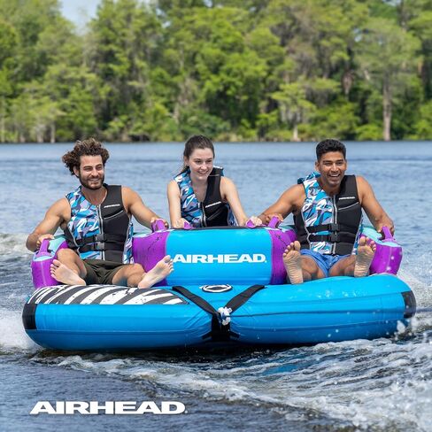 Airhead Booyah Towable Tubes 2-3 Rider Towable Tube for Boating and Water Sports Kwik-Connect Tow System Full Nylon Cover Bolster Fins Patented Speed Valve Boat Tubes and Towables in Saudi Arabia
