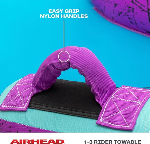 Airhead Booyah Towable Tubes 2-3 Rider Towable Tube for Boating and Water Sports Kwik-Connect Tow System Full Nylon Cover Bolster Fins Patented Speed Valve Boat Tubes and Towables in Saudi Arabia
