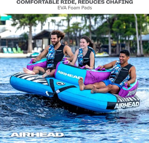 Airhead Booyah Towable Tubes 2-3 Rider Towable Tube for Boating and Water Sports Kwik-Connect Tow System Full Nylon Cover Bolster Fins Patented Speed Valve Boat Tubes and Towables in Saudi Arabia