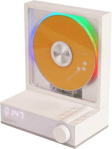 Bluetooth CD Player Portable, Small Music CD Players for Home, Portable CD Player with Speakers, RGB Color Light, Timer, Optical Audio Output Jack Multifunctional Desktop CD Player（Grey） in Saudi Arabia