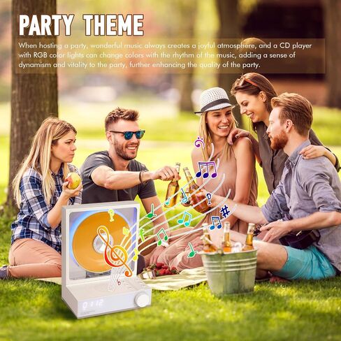 Bluetooth CD Player Portable, Small Music CD Players for Home, Portable CD Player with Speakers, RGB Color Light, Timer, Optical Audio Output Jack Multifunctional Desktop CD Player（Grey） in Saudi Arabia