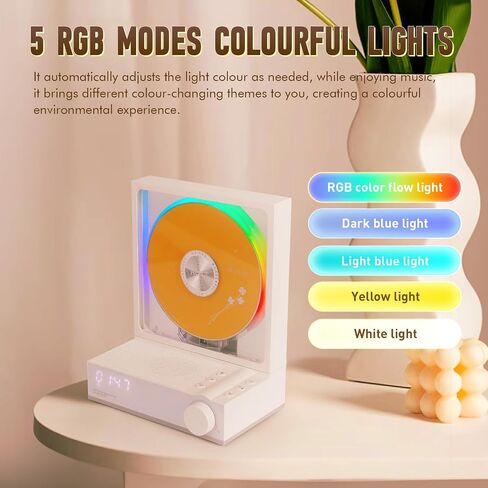 Bluetooth CD Player Portable, Small Music CD Players for Home, Portable CD Player with Speakers, RGB Color Light, Timer, Optical Audio Output Jack Multifunctional Desktop CD Player（Grey） in Saudi Arabia