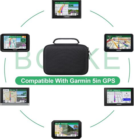 حافظة BOVKE GPS لـ 5-5.5 بوصة GPS Navigator Garmin Drive 52/Drive 51/53 DriveSmart 55/dezl OTR500/zumo 396 LMT-S/Garmin zūmo XT نظام ملاحة GPS، جيب شبكي للملحقات، أسود + أسود in Kuwait