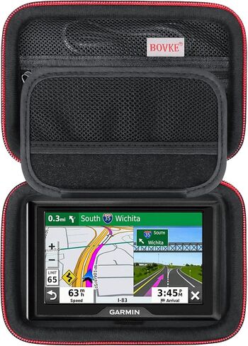 حافظة BOVKE GPS لـ 5-5.5 بوصة GPS Navigator Garmin Drive 52/Drive 51/53 DriveSmart 55/dezl OTR500/zumo 396 LMT-S/Garmin zūmo XT نظام ملاحة GPS، جيب شبكي للملحقات، أسود + أسود in Kuwait