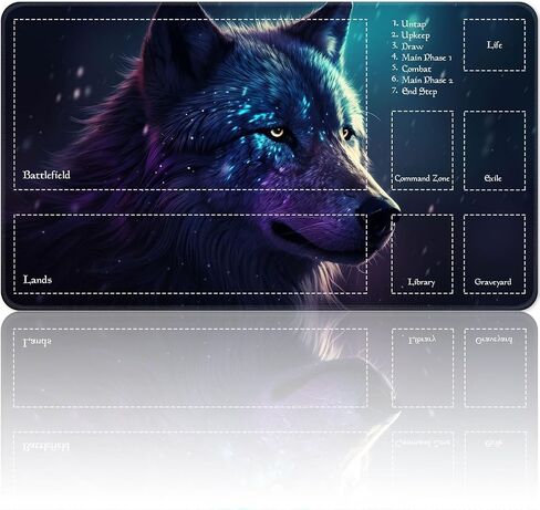 Playmat for MTG Magic Size 24x14 Inch Game Mats Tabletop Magic Play Mats,Premium Smooth Rubber Surface, Mousepad Compatible Qindaiwen for MTG RPG CCG Trading Card Game Play mats, Colorfu Wolf in Saudi Arabia