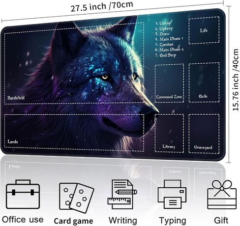 Playmat for MTG Magic Size 24x14 Inch Game Mats Tabletop Magic Play Mats,Premium Smooth Rubber Surface, Mousepad Compatible Qindaiwen for MTG RPG CCG Trading Card Game Play mats, Colorfu Wolf in Saudi Arabia