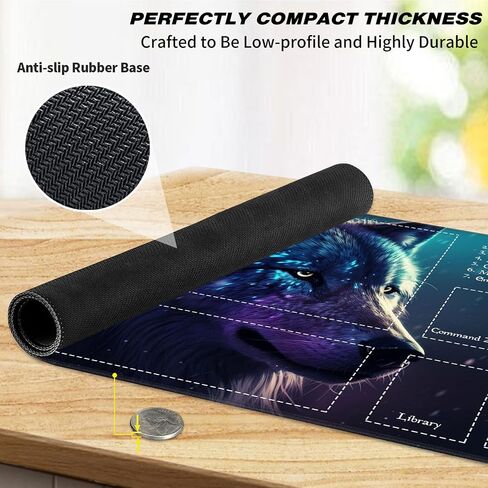 Playmat for MTG Magic Size 24x14 Inch Game Mats Tabletop Magic Play Mats,Premium Smooth Rubber Surface, Mousepad Compatible Qindaiwen for MTG RPG CCG Trading Card Game Play mats, Colorfu Wolf in Saudi Arabia