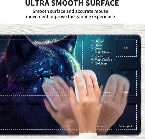Playmat for MTG Magic Size 24x14 Inch Game Mats Tabletop Magic Play Mats,Premium Smooth Rubber Surface, Mousepad Compatible Qindaiwen for MTG RPG CCG Trading Card Game Play mats, Colorfu Wolf in Saudi Arabia