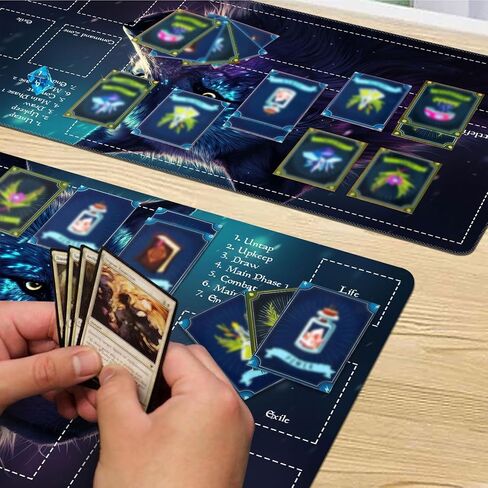 Playmat for MTG Magic Size 24x14 Inch Game Mats Tabletop Magic Play Mats,Premium Smooth Rubber Surface, Mousepad Compatible Qindaiwen for MTG RPG CCG Trading Card Game Play mats, Colorfu Wolf in Saudi Arabia