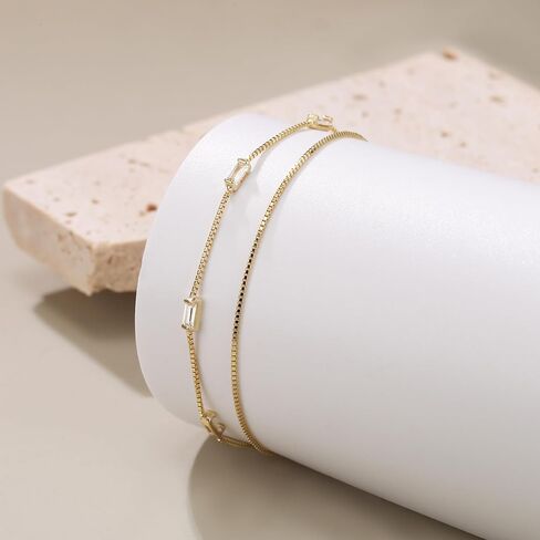 BriLove Dainty أنيقة 925 الفضة الاسترليني مكعب زركونيا 2 طبقة أساور جوهرة للنساء الفتيات، ستة أساور التنس قطع الزمرد لمجوهرات عيد ميلاد حفلة موسيقية الهدايا in Saudi Arabia
