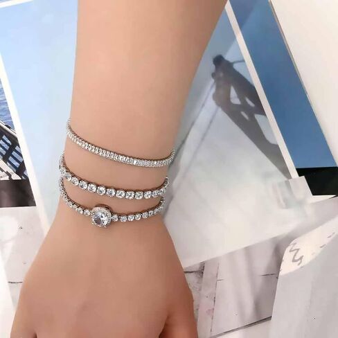 Dainty Tennis Bracelet for Women Adjustable Slider 14K Gold Plated Charm Bracelets for Women Trendy with Sparkling Diamond Cubic Zirconia Fashion Jewelry Gifts for Wowen Girls in Saudi Arabia