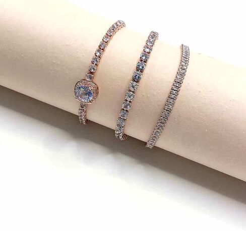 Dainty Tennis Bracelet for Women Adjustable Slider 14K Gold Plated Charm Bracelets for Women Trendy with Sparkling Diamond Cubic Zirconia Fashion Jewelry Gifts for Wowen Girls in Saudi Arabia