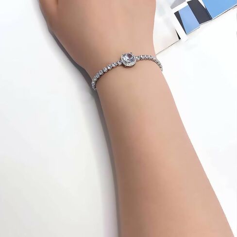 Dainty Tennis Bracelet for Women Adjustable Slider 14K Gold Plated Charm Bracelets for Women Trendy with Sparkling Diamond Cubic Zirconia Fashion Jewelry Gifts for Wowen Girls in Saudi Arabia