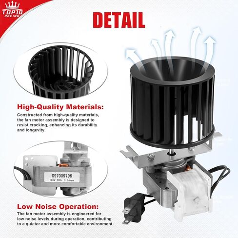 مجموعة منفاخ محرك مروحة الحمام Top10 Racing S97009796 المتوافقة مع سخانات السقف لمبات Broan Nutone 162-E/G/J/K/L/M و164-E/G/J/K/L/M 97009796 S97009758 S97009796B in Kuwait