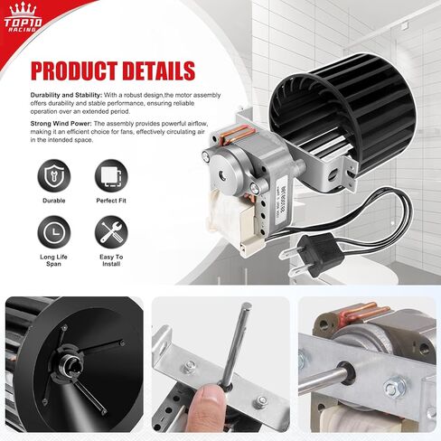 مجموعة منفاخ محرك مروحة الحمام Top10 Racing S97009796 المتوافقة مع سخانات السقف لمبات Broan Nutone 162-E/G/J/K/L/M و164-E/G/J/K/L/M 97009796 S97009758 S97009796B in Kuwait