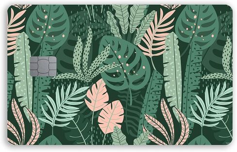 2PCS Tropical Plants Small Chip Credit Card Stickers Slim Waterproof Anti-Wrinkling Removable Vinyl Decals Debit Card Skin Cover in Saudi Arabia