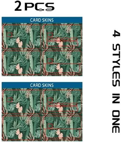 2PCS Tropical Plants Small Chip Credit Card Stickers Slim Waterproof Anti-Wrinkling Removable Vinyl Decals Debit Card Skin Cover in Saudi Arabia
