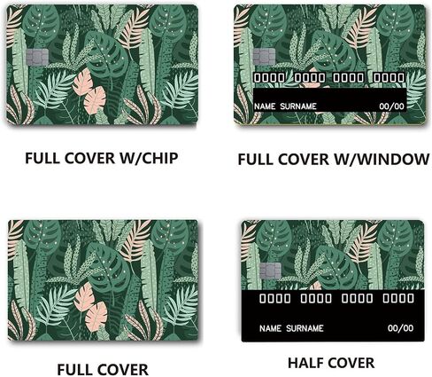 2PCS Tropical Plants Small Chip Credit Card Stickers Slim Waterproof Anti-Wrinkling Removable Vinyl Decals Debit Card Skin Cover in Saudi Arabia