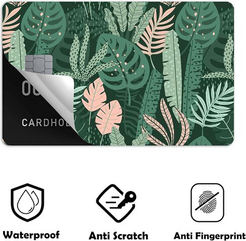 2PCS Tropical Plants Small Chip Credit Card Stickers Slim Waterproof Anti-Wrinkling Removable Vinyl Decals Debit Card Skin Cover in Saudi Arabia