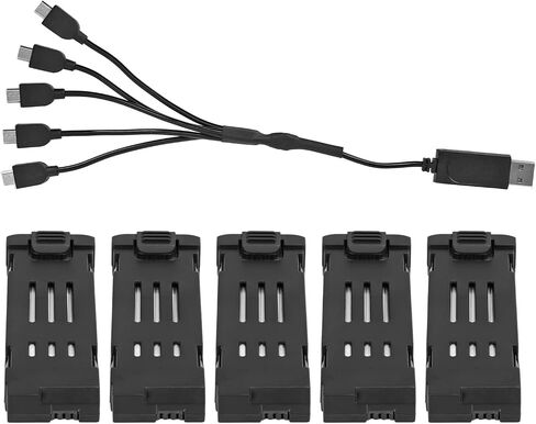 Yoidesu Lithium Battery for for E58 L800 JY019 RC Drone, 3.7V 1200mAH Lithium Battery with 5 in 1 Charger Cable, Portable RC Quadcopter Replacement Battery Set in Saudi Arabia