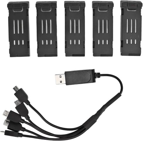 Yoidesu Lithium Battery for for E58 L800 JY019 RC Drone, 3.7V 1200mAH Lithium Battery with 5 in 1 Charger Cable, Portable RC Quadcopter Replacement Battery Set in Saudi Arabia
