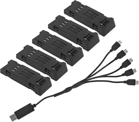 Yoidesu Lithium Battery for for E58 L800 JY019 RC Drone, 3.7V 1200mAH Lithium Battery with 5 in 1 Charger Cable, Portable RC Quadcopter Replacement Battery Set in Saudi Arabia