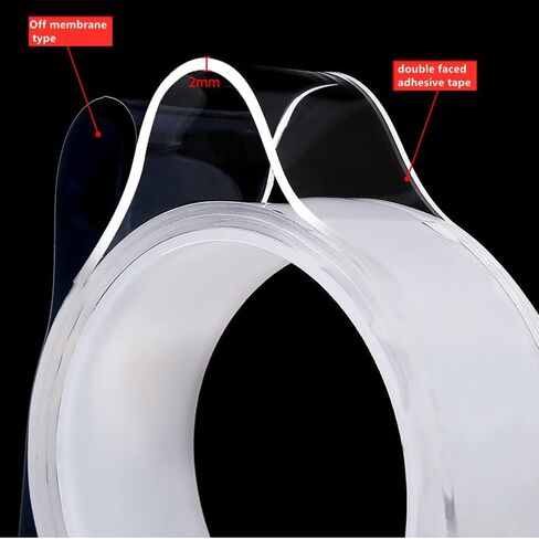 شريط MBVBN مزدوج الجوانب عالي التحمل (16.5 قدم)، شريط لاصق متعدد الأغراض قابل للإزالة للجدران، شريط لاصق قوي قابل للغسل وقابل لإعادة الاستخدام ولا يترك أثرًا للديكور المنزلي والمكتب الخارجي in Kuwait