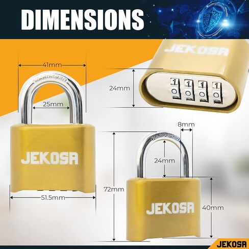 Jekosa® JKE/50 [Weatherpoof] قفل متين للاستخدام الخارجي - قفل برمز مكون من 4 أرقام [بدون مفتاح] - مثالي للبوابة والسقيفة والسياج in Kuwait