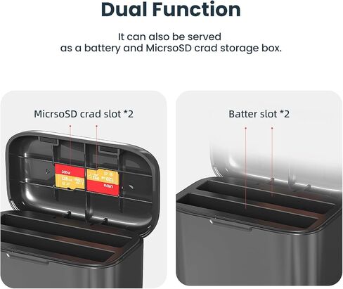 Fast Battery Charger Hub Compatible with Insta360 X4,Quick Portable 2 Channel Battery Charge Storage Station Can Store Misro SD Card in Saudi Arabia