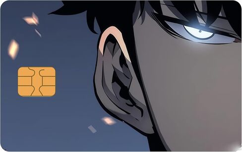 WeebNation Solo Leveling - Sung Jinwoo - 4 قطع من ملصقات بطاقات الرسوم المتحركة للخصم، وجلد بطاقة الائتمان - غطاء وتخصيص بطاقة البنك - غطاء بطاقة مقاوم للتمزق، مقاوم للماء - أعلى جودة، بدون فقاعات in Kuwait