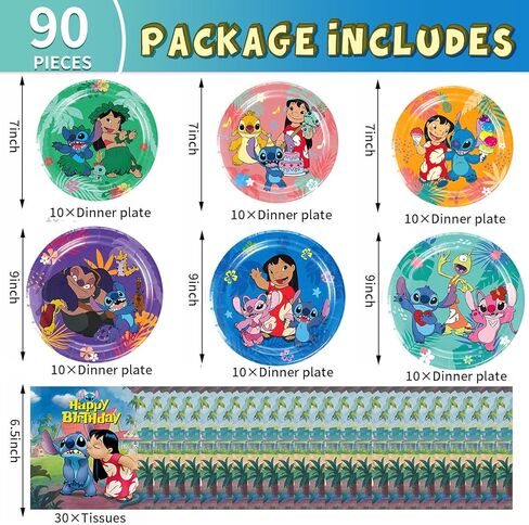 Stitch Birthday Party Supplies, Stitch Party Plates Disposable lStitch Plates and Napkins for Kids lilo Stitch Birthday Decorations, Serves 30 in Kuwait