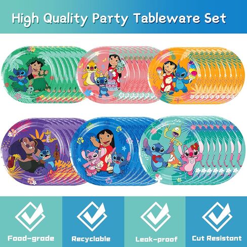 Stitch Birthday Party Supplies, Stitch Party Plates Disposable lStitch Plates and Napkins for Kids lilo Stitch Birthday Decorations, Serves 30 in Kuwait