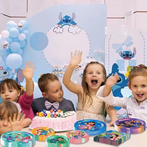 Stitch Birthday Party Supplies, Stitch Party Plates Disposable lStitch Plates and Napkins for Kids lilo Stitch Birthday Decorations, Serves 30 in Kuwait