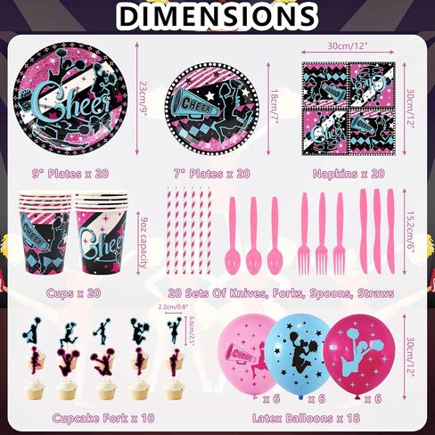 Cheerleading Party decoration, Cheerleading birthday Party Supplies Packs, Gymnastics PartyCheer Party Supplies include Background, Plates, Balloons, Cheerleading Party Set Serves 20 (Background) in Kuwait