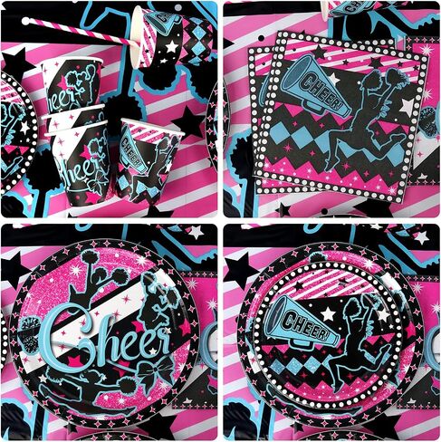 Cheerleading Party decoration, Cheerleading birthday Party Supplies Packs, Gymnastics PartyCheer Party Supplies include Background, Plates, Balloons, Cheerleading Party Set Serves 20 (Background) in Kuwait