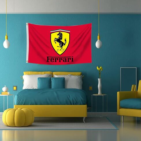 Car Racing Flag for Ferrari Fans Wall Banner Tapestry for Garage Dorm Man Cave Room College Decor in Kuwait